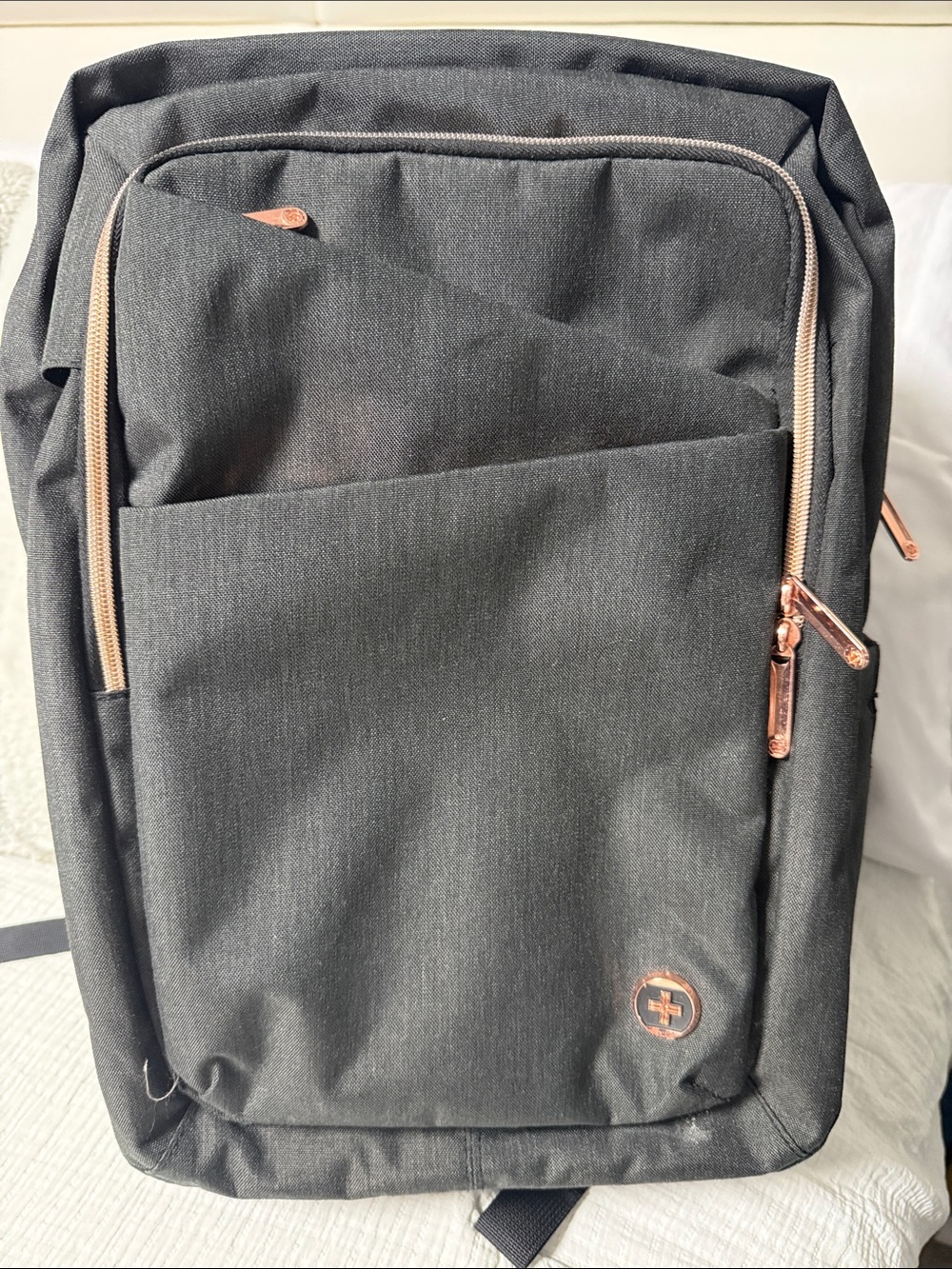 Used Black women Backpack with Rose Gold Accents